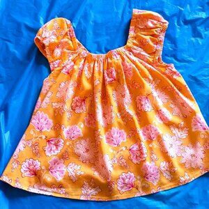 COTTAGECORE COLORFUL PRINT COTTON OLD NAVY SUN TOP W/CUTAWAY BOW-TIE BACK, SM.